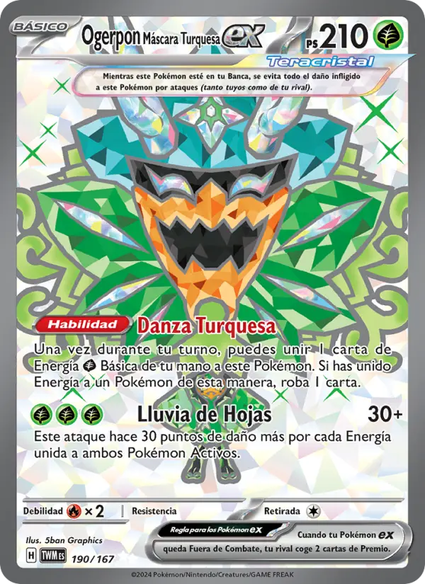 Ogerpon Máscara Turquesa ex, Mascarada Crepuscular No. 190