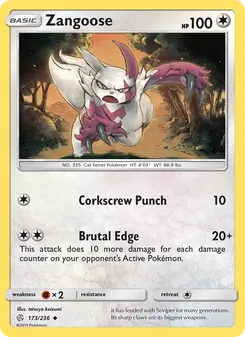 Zangoose, Cosmic Eclipse No. 173 Normal