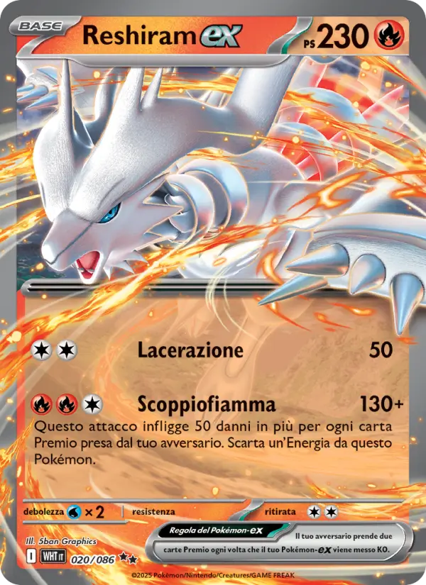 Reshiram-ex, Fuoco Bianco Nº 020