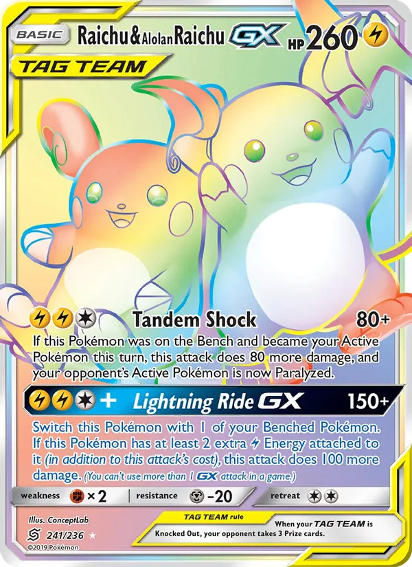 Raichu & Alolan Raichu GX, Unified Minds No. 241