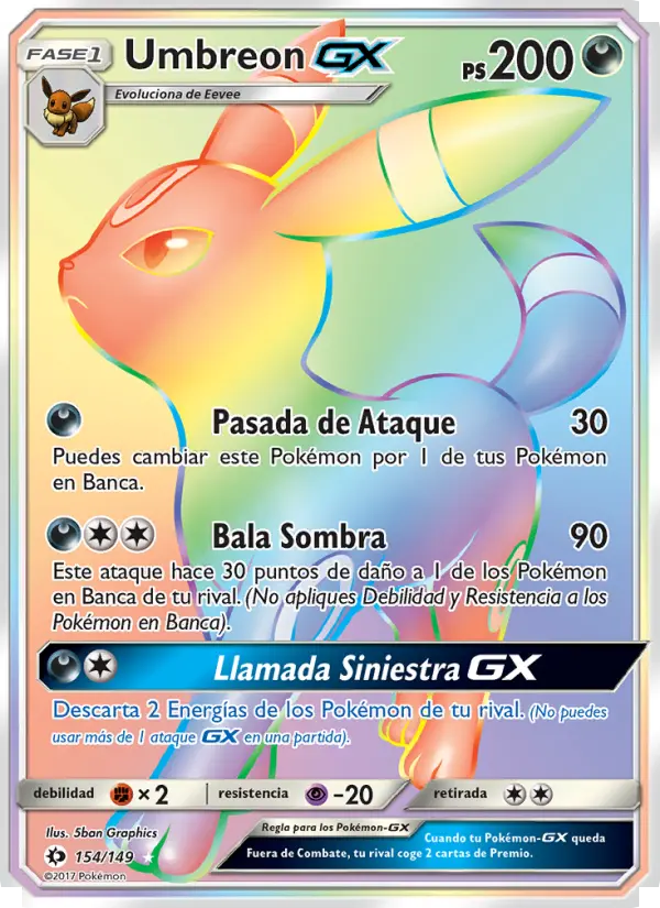 Umbreon GX, Sol y Luna No. 154