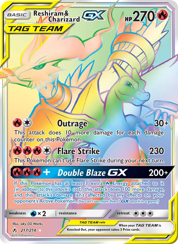 Reshiram & Charizard GX, Unbroken Bonds No. 217