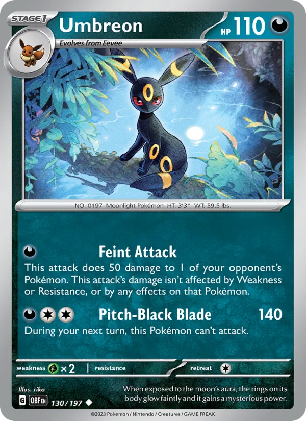 Umbreon, Obsidian Flames No. 130
