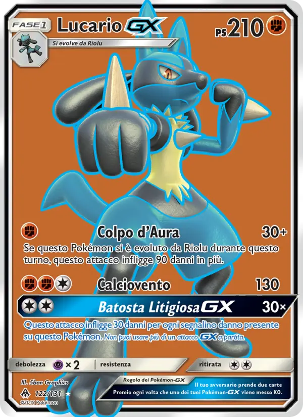 Lucario GX, Apocalisse Di Luce No. 122