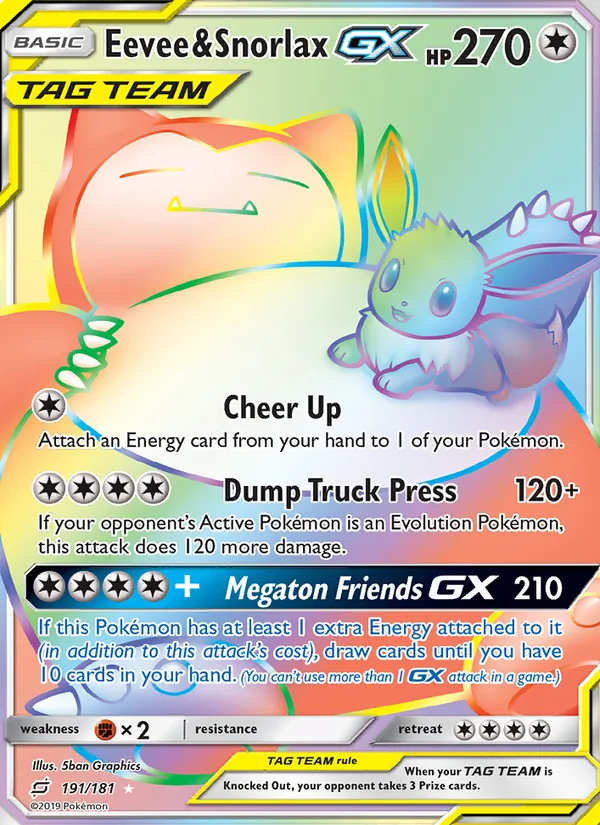Eevee & Snorlax GX, Team Up No. 191