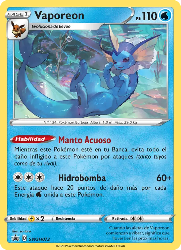 Vaporeon, Cartas de promoción ESES No. SWSH072